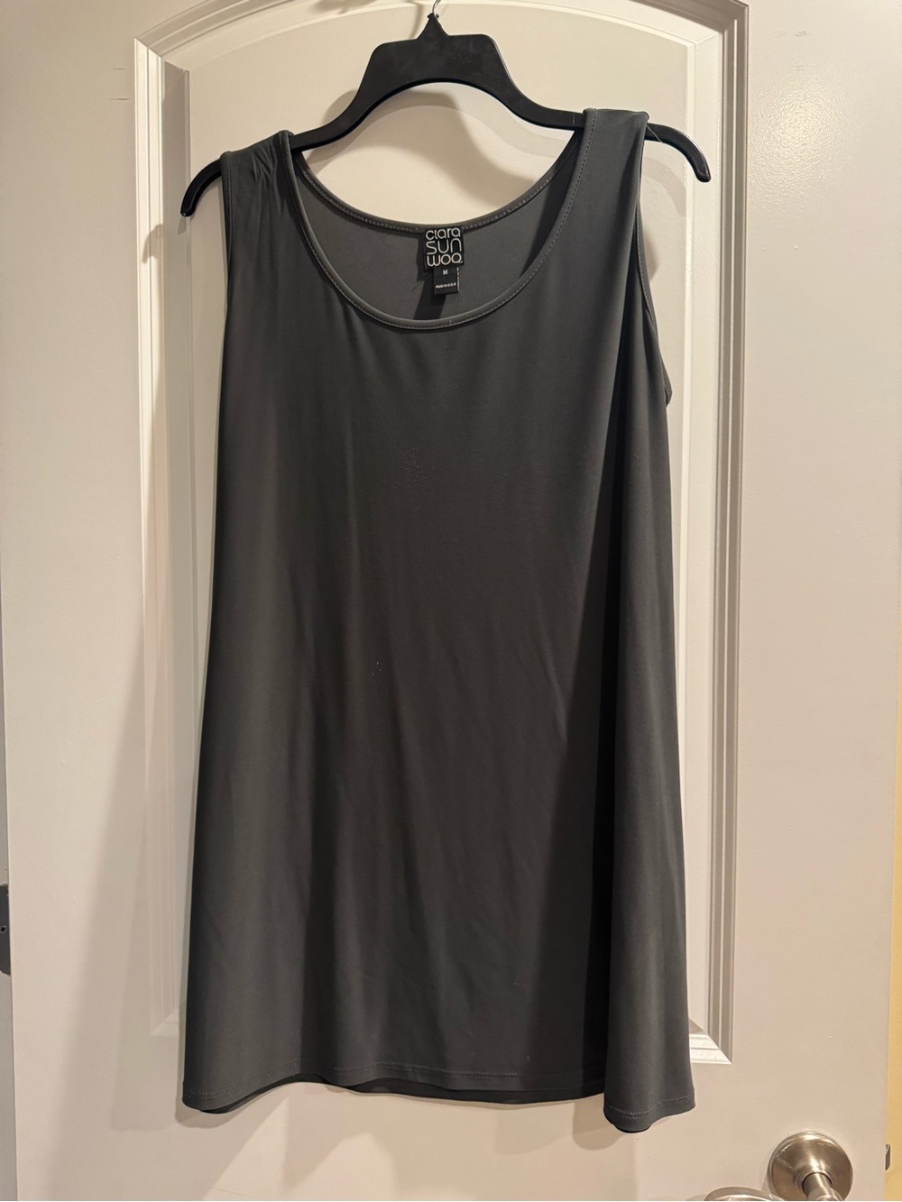 Clara Sun Woo Sleeveless A-Line Tank Top - Charcoal Gray